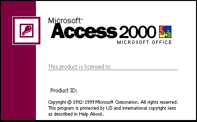 Access 2000 splash screen