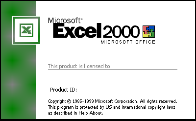 Excel 2000 splash screen