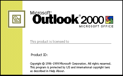 Outlook 2000 splash screen